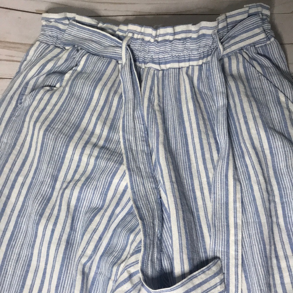 Blue striped wide bottom pants